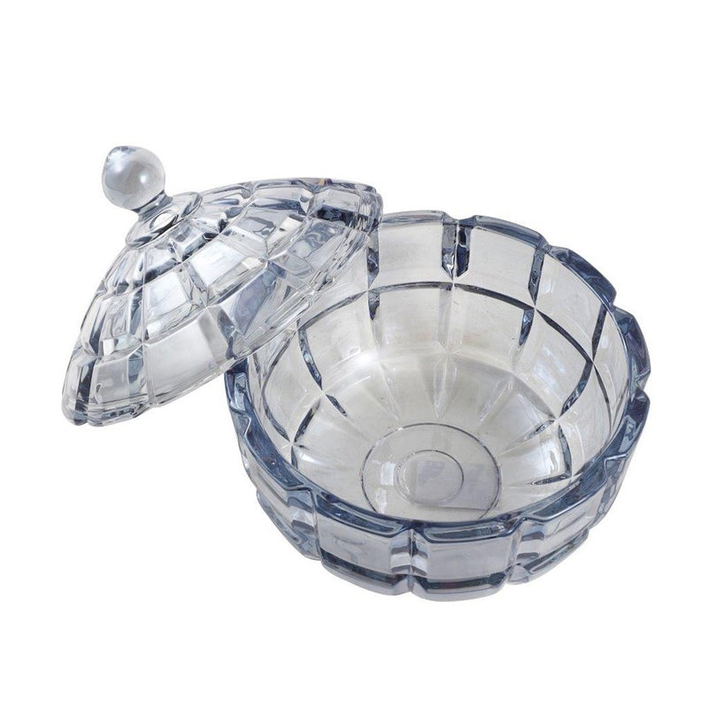 Crystal Glass Round Sugar Bowl Candy Jar with Lid 17.9*18.3 cm