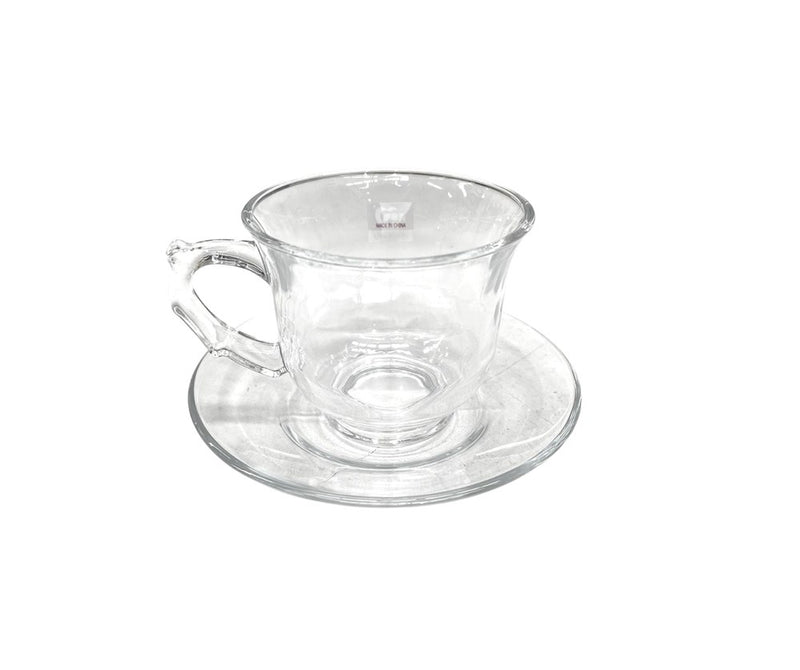 Glass Tea Cup with Saucer Set of 6 240 ml
