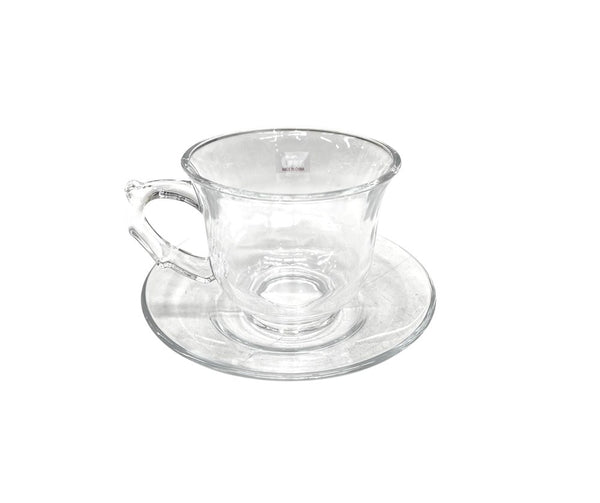 Glass Tea Cup with Saucer Set of 6 240 ml