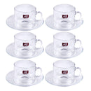 Glass Treo Mug Style Tea Cup with Saucer Set of 6 210 ml