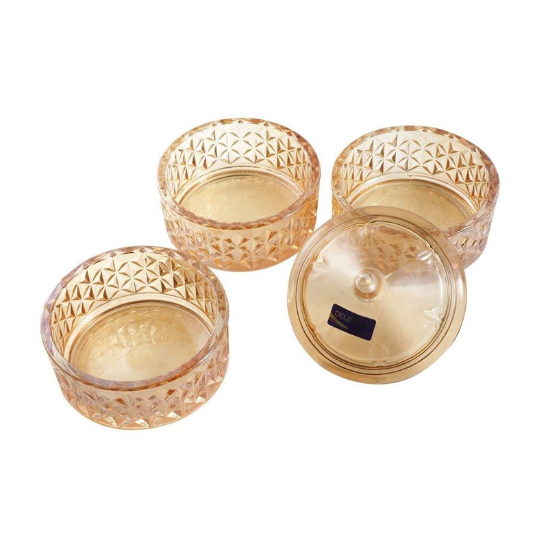 Crystal Glass Champagne Round Sugar Bowl Candy Jar Snack Storage Jar with Lid 12.9*22.8 cm