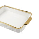 White Ceramic Gold Rim Rectangular Baking Dish 25.2*15.5*5 cm