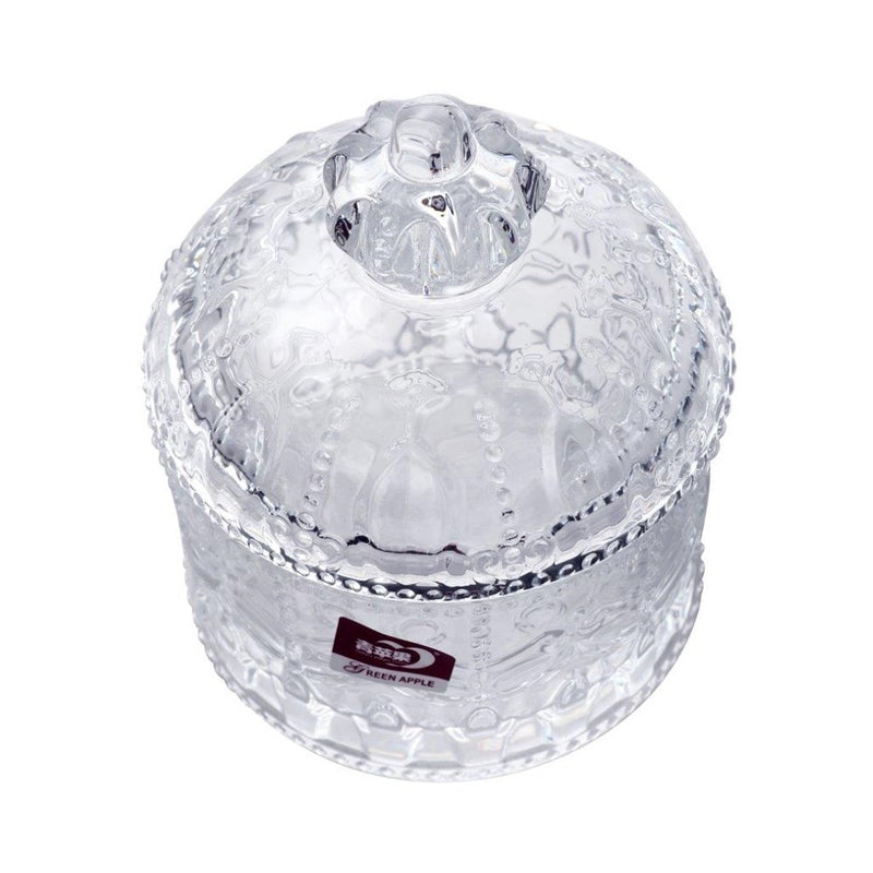 Crystal Glass Dome Shape Sugar Bowl Candy Jar with Lid 9*11 cm