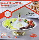 White Ceramic Cake Stand Fruit Platter with Lid 25 cm