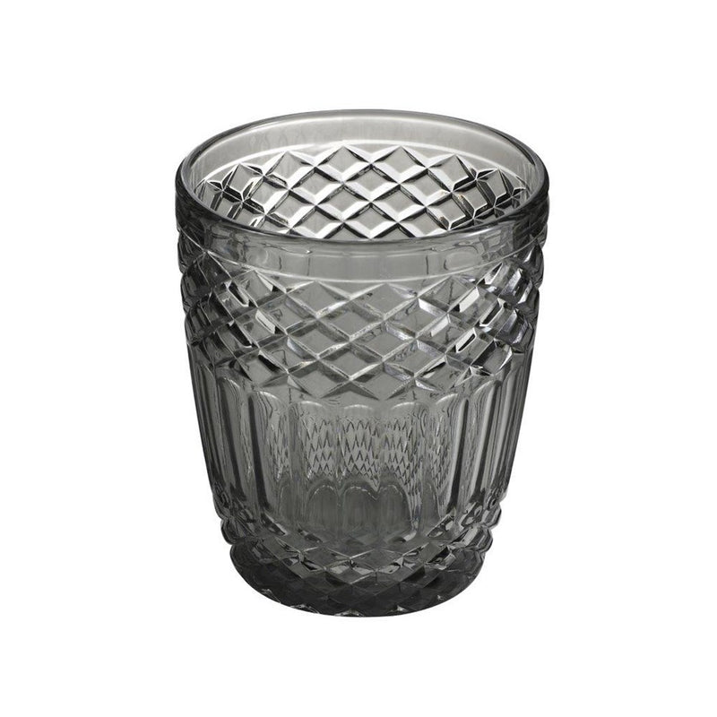 Engraved Pattern Grey Jewel Goblets Glass Drinking Tumblers Set of 6 Pcs 360 ml