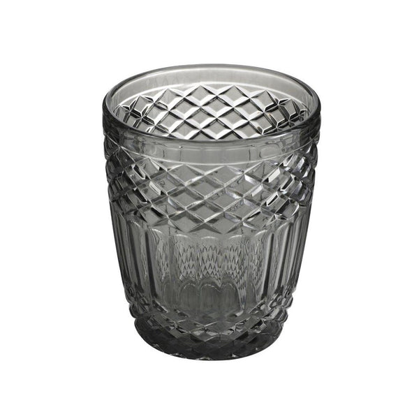 Engraved Pattern Grey Jewel Goblets Glass Drinking Tumblers Set of 6 Pcs 360 ml