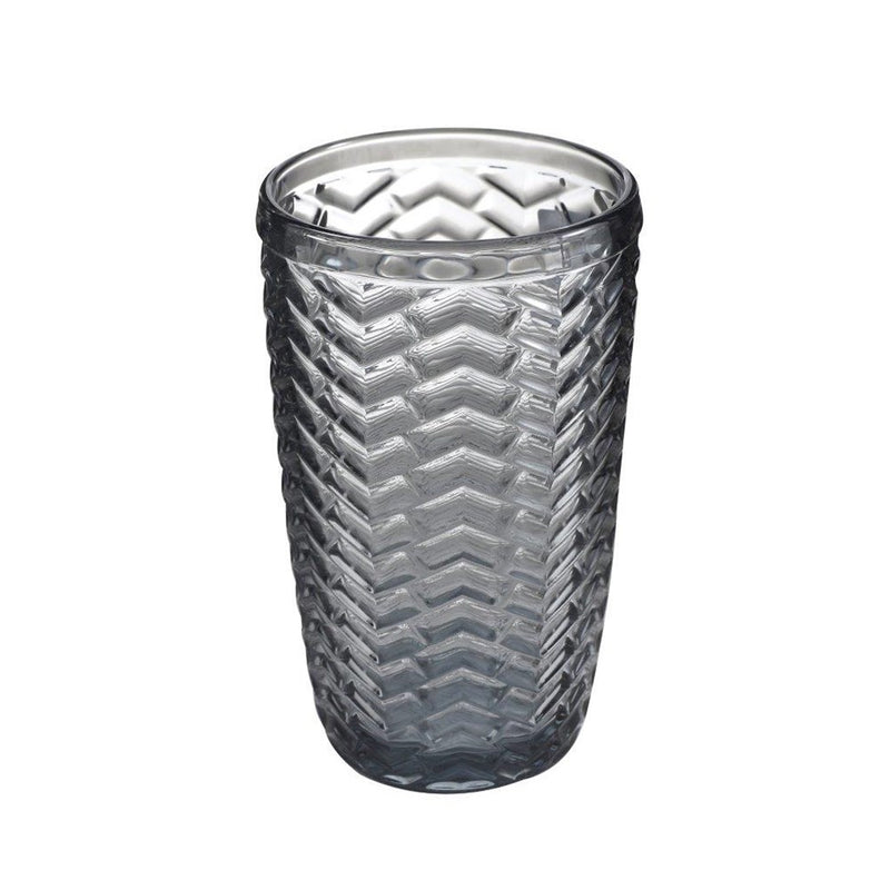 Engraved Pattern Grey Chevron Goblets Glass Drinking Tumblers Set of 6 Pcs 350 ml