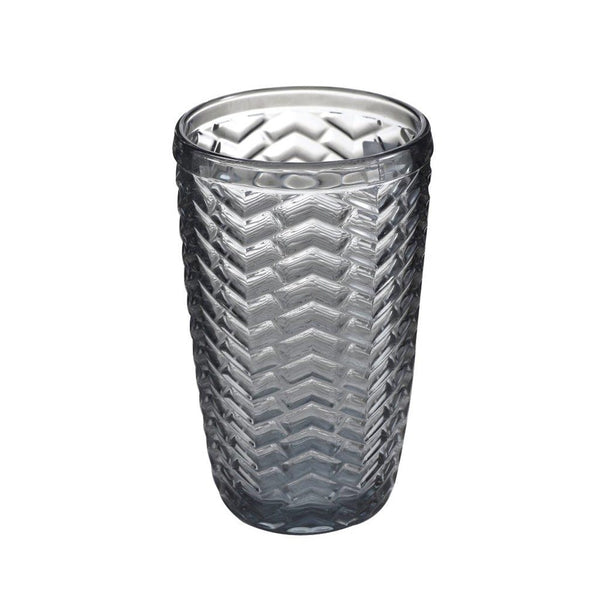 Engraved Pattern Grey Chevron Goblets Glass Drinking Tumblers Set of 6 Pcs 350 ml