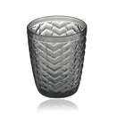 Engraved Pattern Grey Chevron Goblets Glass Drinking Tumblers Set of 6 Pcs 350 ml