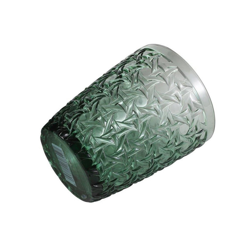 Engraved Pattern Forest Green Goblets Glass Drinking Tumblers Set of 6 Pcs 350 ml
