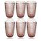 Engraved Pattern Pink Rose Jewel Goblets Glass Drinking Tumblers Set of 6 Pcs