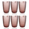 Engraved Pattern Pink Rose Chevron Goblets Glass Drinking Tumblers Set of 6 Pcs 300 ml
