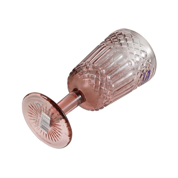 Multipurpose Vintage Retro Pink Rose Footed Glass Tumblers Set of 6 Pcs 300 ml
