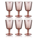 Multipurpose Engraved Chevron Pink Rose Footed Glass Tumblers Set of 6 Pcs 300 ml