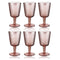 Multipurpose Engraved Chevron Pink Rose Footed Glass Tumblers Set of 6 Pcs 300 ml