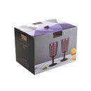 Multipurpose Engraved Chevron Pink Rose Footed Glass Tumblers Set of 6 Pcs 300 ml
