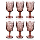 Multipurpose Engraved Chevron Pink Rose Footed Glass Tumblers Set of 6 Pcs 350 ml