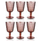 Multipurpose Engraved Chevron Pink Rose Footed Glass Tumblers Set of 6 Pcs 350 ml