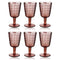 Multipurpose Engraved Chevron Pink Rose Footed Glass Tmblers Set of 6 Pcs