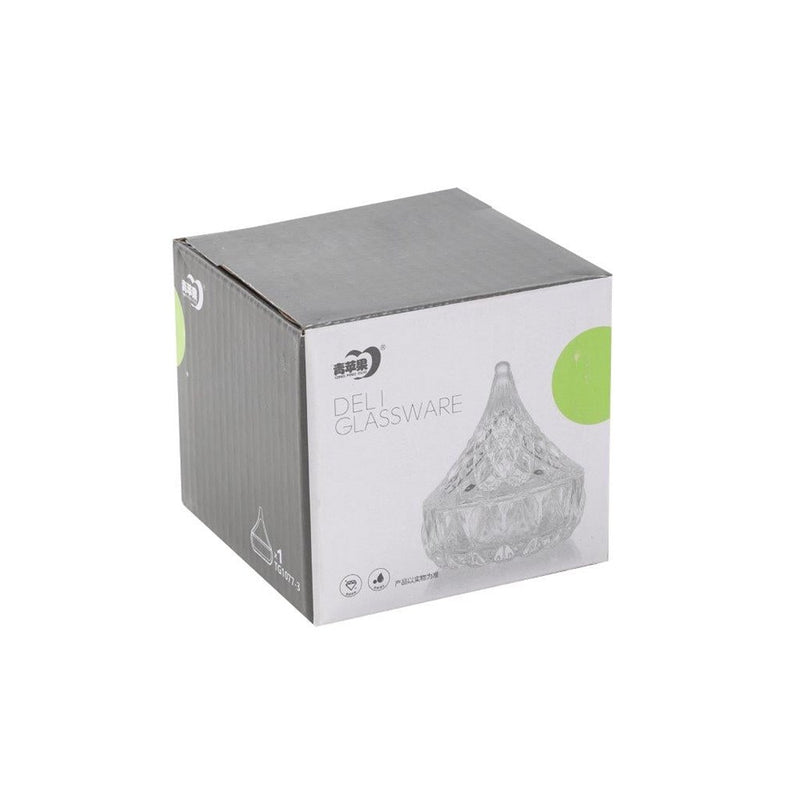 Crystal Glass Tear Drop Shape Sugar Bowl Candy Jar with Lid D - 8cm H - 10cm