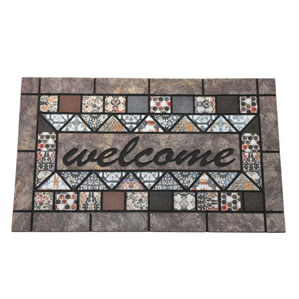 Mosaic Tile Design Indoor Outdoor Rubber Non Slip Waterproof Entrance Door Welcome Door Mat 45*75 cm (Ctn Box 20 units)
