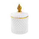 Crystal Glass Gold Rim Dome Shape Sugar Bowl Candy Jar with Lid R - 9cm ; H - 10 cm