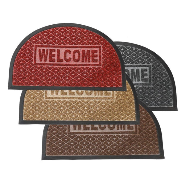 Multi-color Semi Circle Non Slip Waterproof Entrance Door Welcome Door Mat 45*75 cm