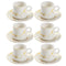 Ceramic Tea and Coffee Cup and Saucer Set of 6 pcs Vanilla Marble Design 100 ml (Ctn Box 24 units)