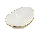 White Ceramic Gold Rim Oval Bowl Platter Fine Porcelain Dinnerware Tableware Serving Dish 20.5*16*8.5 cm