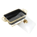 Rectangular Ceramic Chafing Dish Casserole Black Gold Glaze Design Buffet Warmer with Glass Lid 22*16*11.5 cm