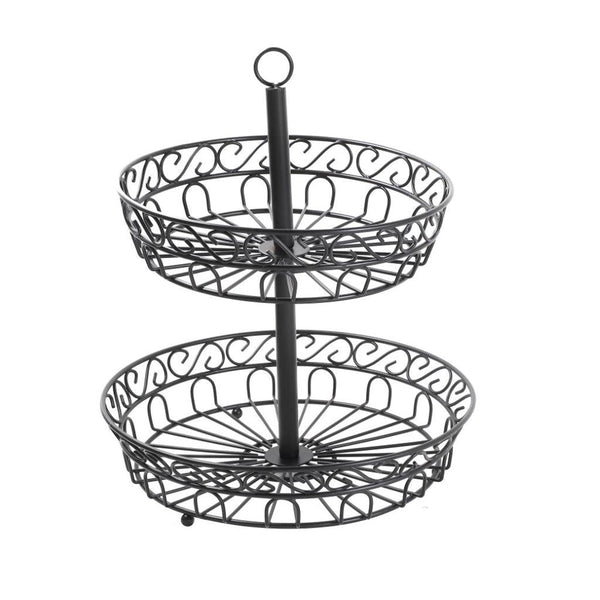 Iron Fruit Vegetable Basket Two Tier 30*30*24 cm (Ctn Box 12 units)