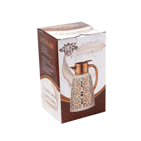 Vacuum Insulated Plastic Thermos Flask Burgundy Gold 1 Litre