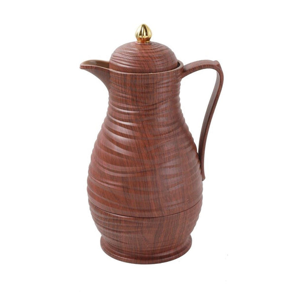 Vacuum Insulated Plastic Thermos Flask Chocolate Brown 1 Litre