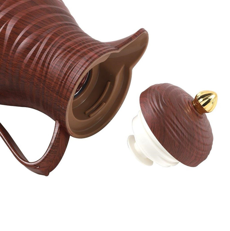 Vacuum Insulated Plastic Thermos Flask Chocolate Brown 1 Litre