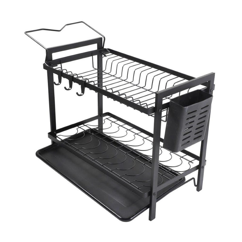 Heavy Duty Metal 2 Tier Dish Drainer Cutlery Stand for Kitchen 52.5*24.3*34 cm