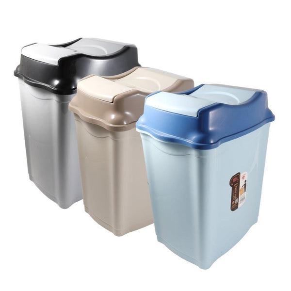 Multi-color Swing Top Rubbish Bin Plastic Waste Bin Trash Bin for Home Kitchen Office 32*24*41 cm