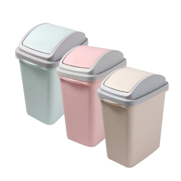 Multi-color Swing Top Rubbish Bin Plastic Waste Bin Trash Bin for Home Kitchen Office 27*18*36 cm