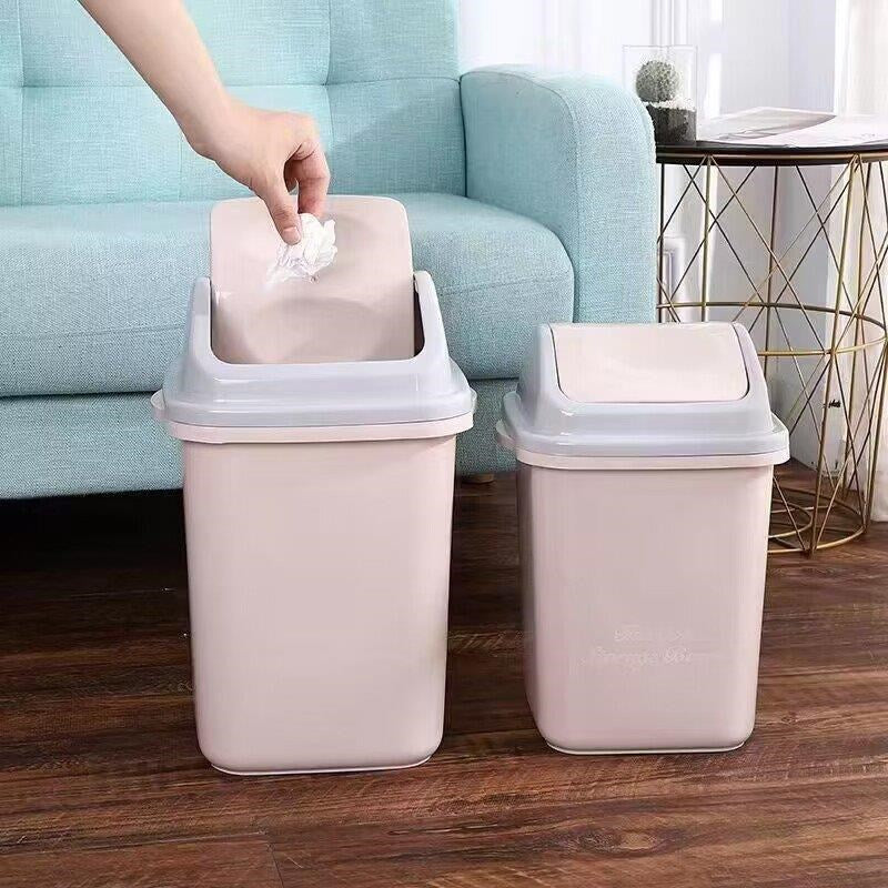 Multi-color Swing Top Rubbish Bin Plastic Waste Bin Trash Bin for Home Kitchen Office 24*37.5 cm