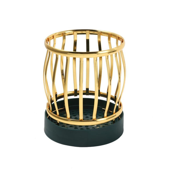 Contemporary Style Gold Metal Utensil Cutlery Holder 11.5*11.5*13 cm (Ctn Box 36 units)