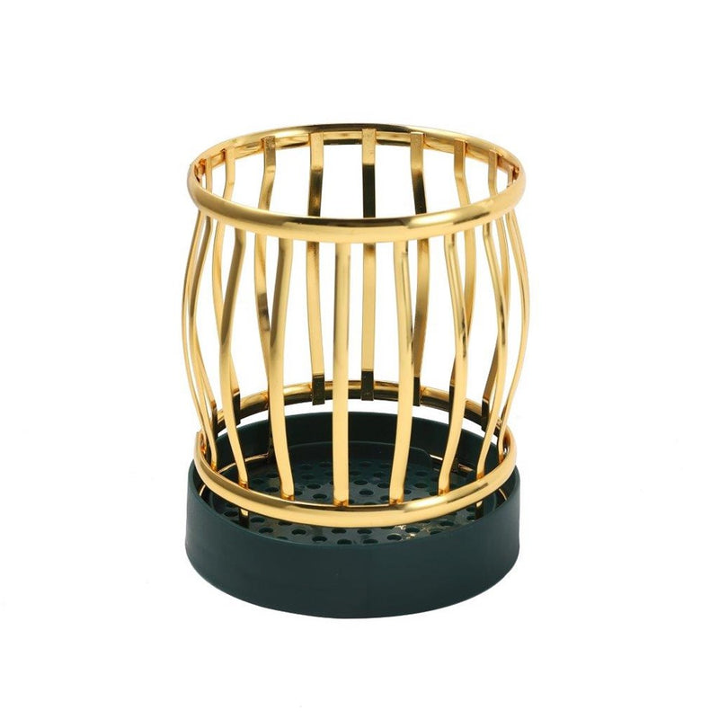 Contemporary Style Gold Metal Utensil Cutlery Holder 11.5*11.5*13 cm (Ctn Box 36 units)