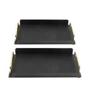 Deco Black Rectangle Serving Tray Set of 2 Pcs Metal Handles 45*27.5/50*32 cm