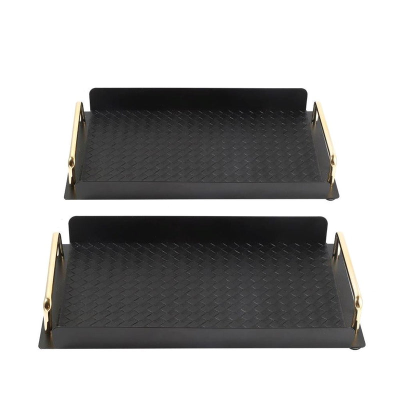 Deco Black Rectangle Serving Tray Set of 2 Pcs Metal Handles 45*27.5/50*32 cm