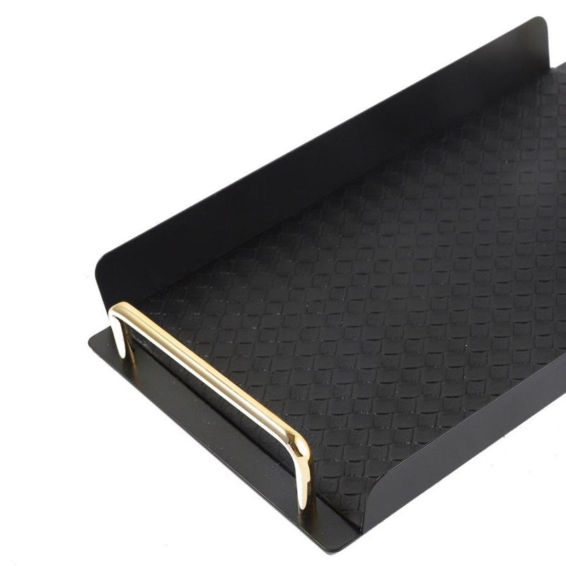 Deco Black Rectangle Serving Tray Set of 2 Pcs Metal Handles 45*27.5/50*32 cm