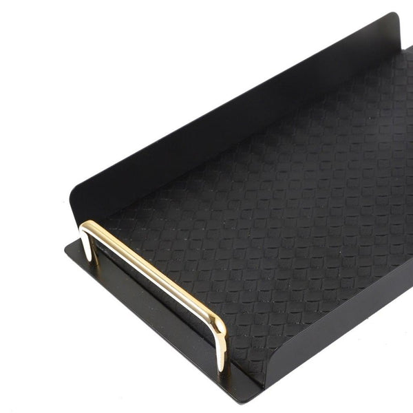Deco Black Rectangle Serving Tray Set of 2 Pcs Metal Handles 45*27.5/50*32 cm