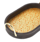 Deco Leather Oval Serving Tray Set of 2 Pcs Metal Handles 34.5*22/39*26.5 cm