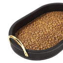 Deco Leather Oval Serving Tray Set of 2 Pcs Metal Handles 39*27/34.5*22.5 cm