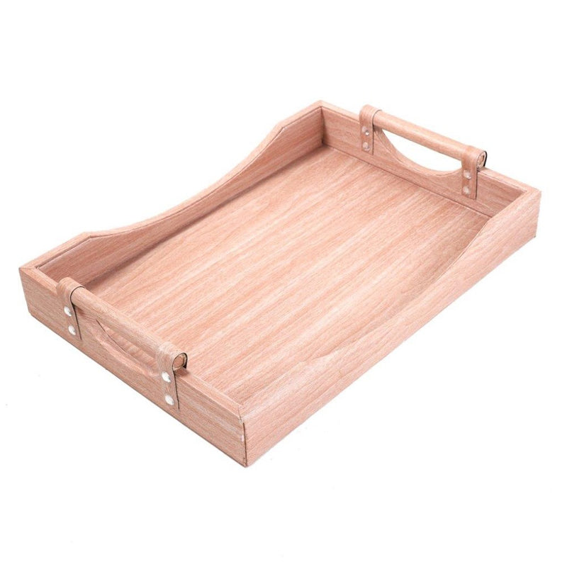 Deco Timber Pattern Rectangle Serving Tray Set of 2 Pcs 49.5*34.2*7.5/42*29.6*7.5 cm