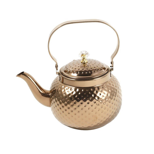 Stainless Steel Bronze Plated Hammer Grain Stovetop Tea Pot Kettle with Infuser 1.6 Litre