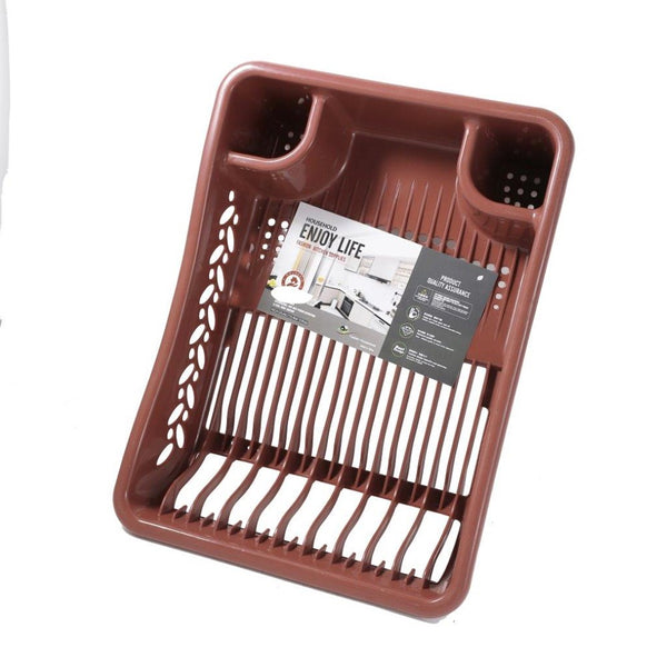 Premium Quality Plastic Dish Drainer Plate Drying Rack Cutlery Holder with Tray 43*32.5*11.6 cm