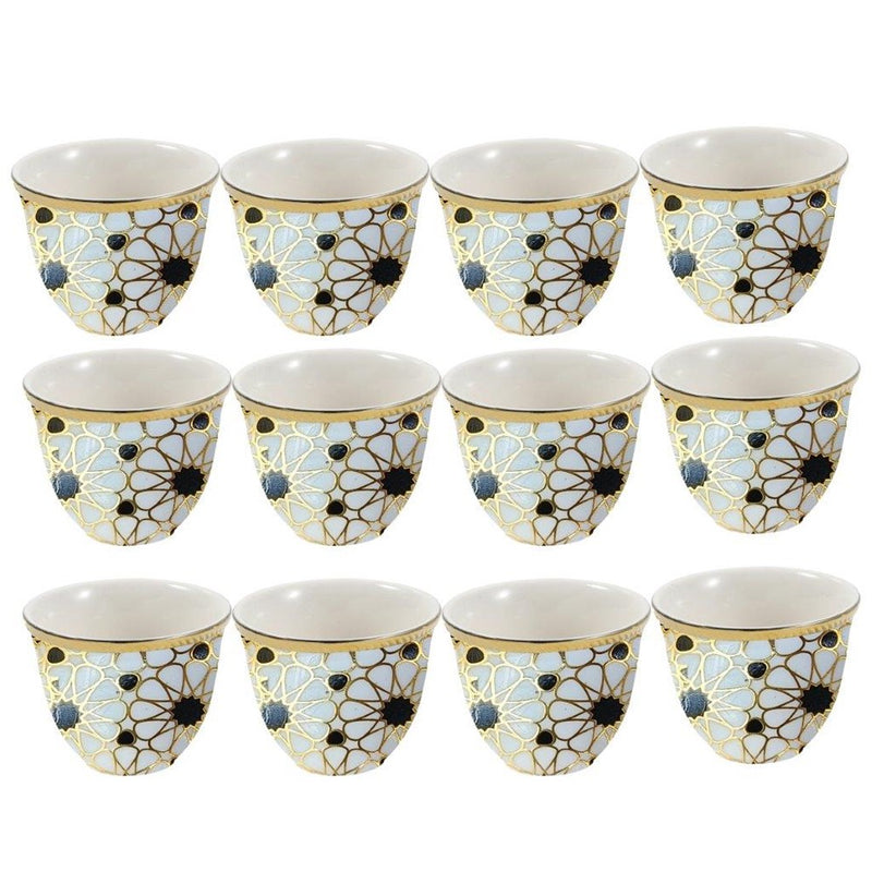 Ceramic Coffee Cawa Shafee Cup Set of 12 Pcs Abstract Design 80 ml (Ctn Box 24 units)